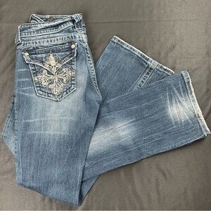 Miss Me Jeans Womens Sz 29 JP5335B5 Boot Embroidered Bling Pockets Rhinestones